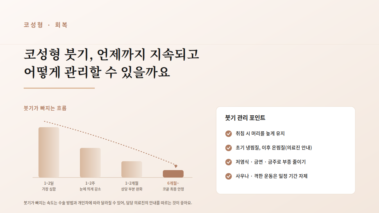 코성형 붓기, 언제까지 지속되고 어떻게 관리할 수 있을까요