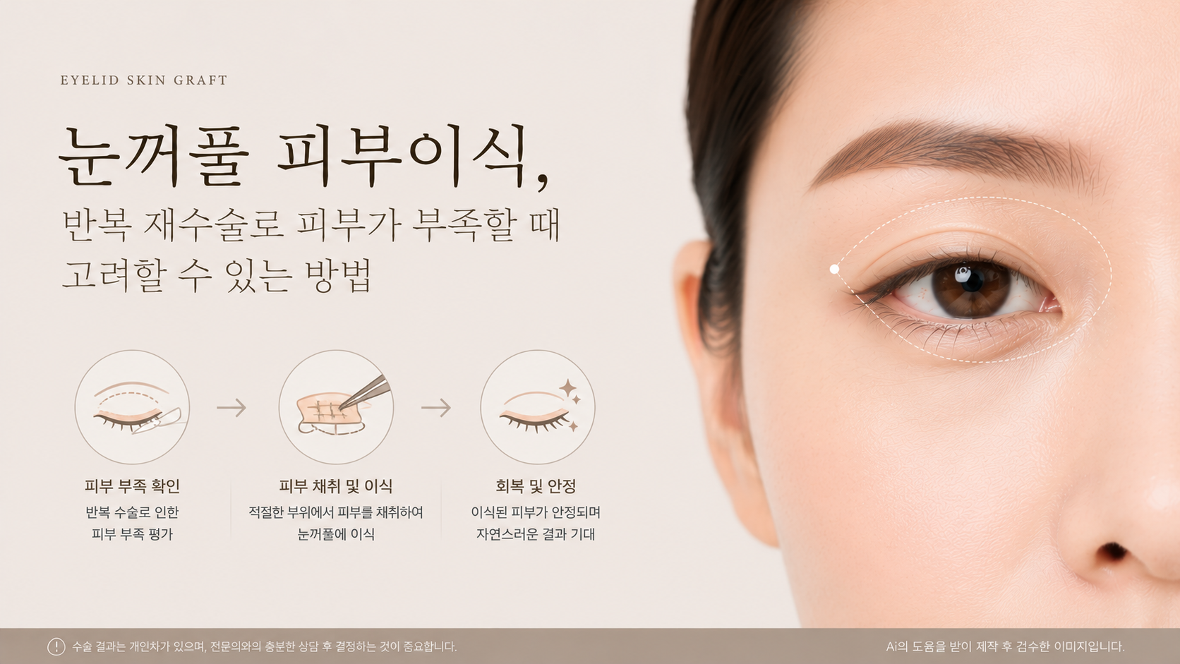 눈꺼풀 피부이식, 반복 재수술로 피부가 부족할 때 고려할 수 있는 방법