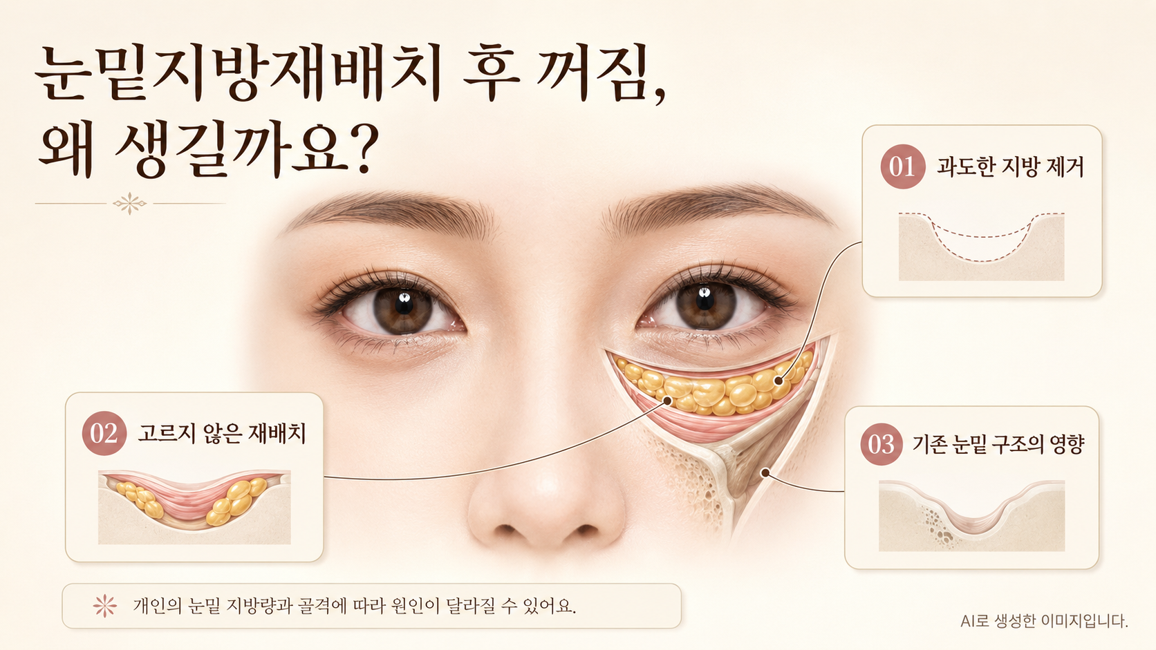 눈밑지방재배치 후 꺼짐 현상, 왜 생기는 걸까요?