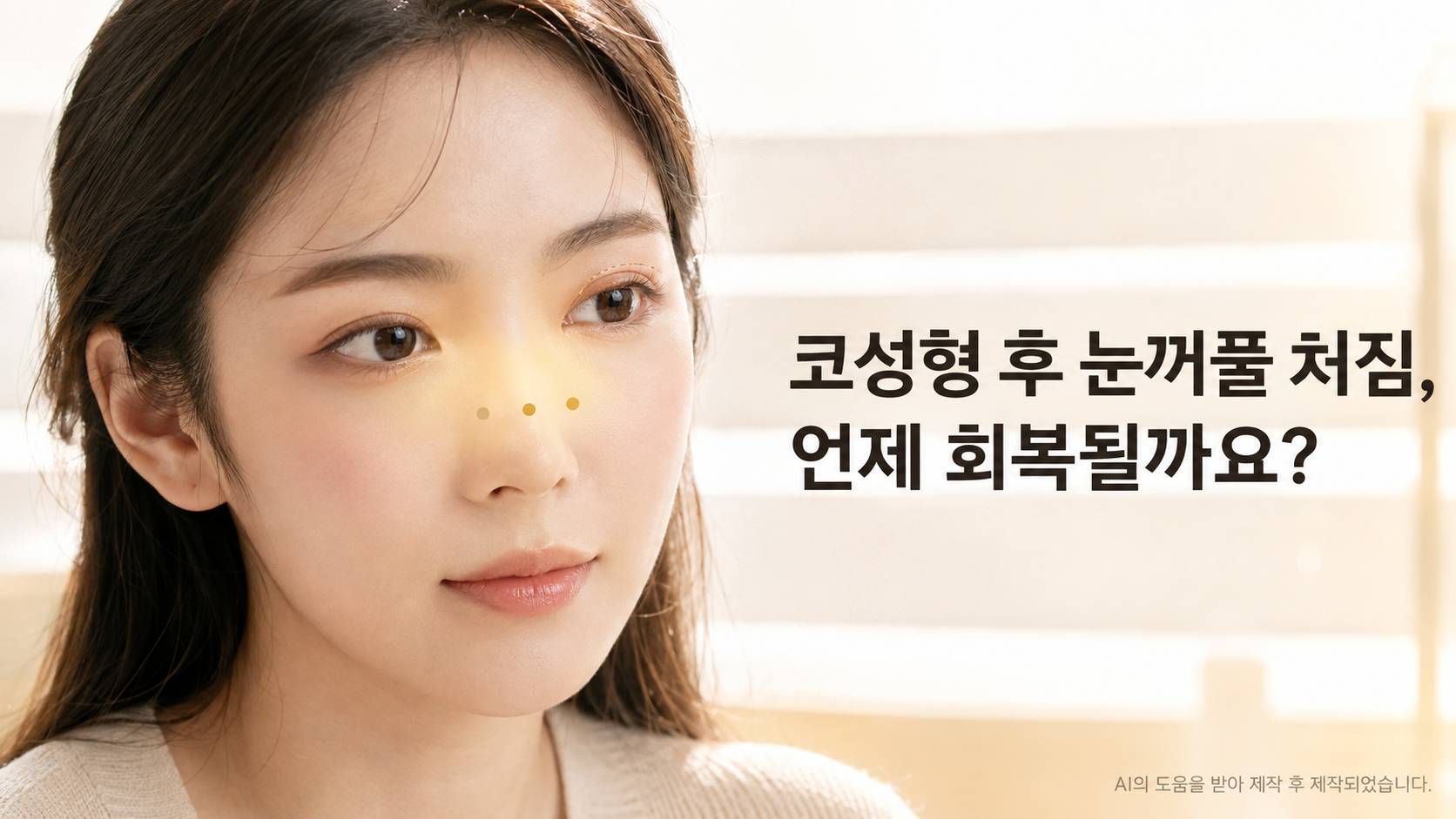 코성형 후 안검하수처럼 눈꺼풀을 충분히 못 뜨는 증상, 언제 회복될까요?