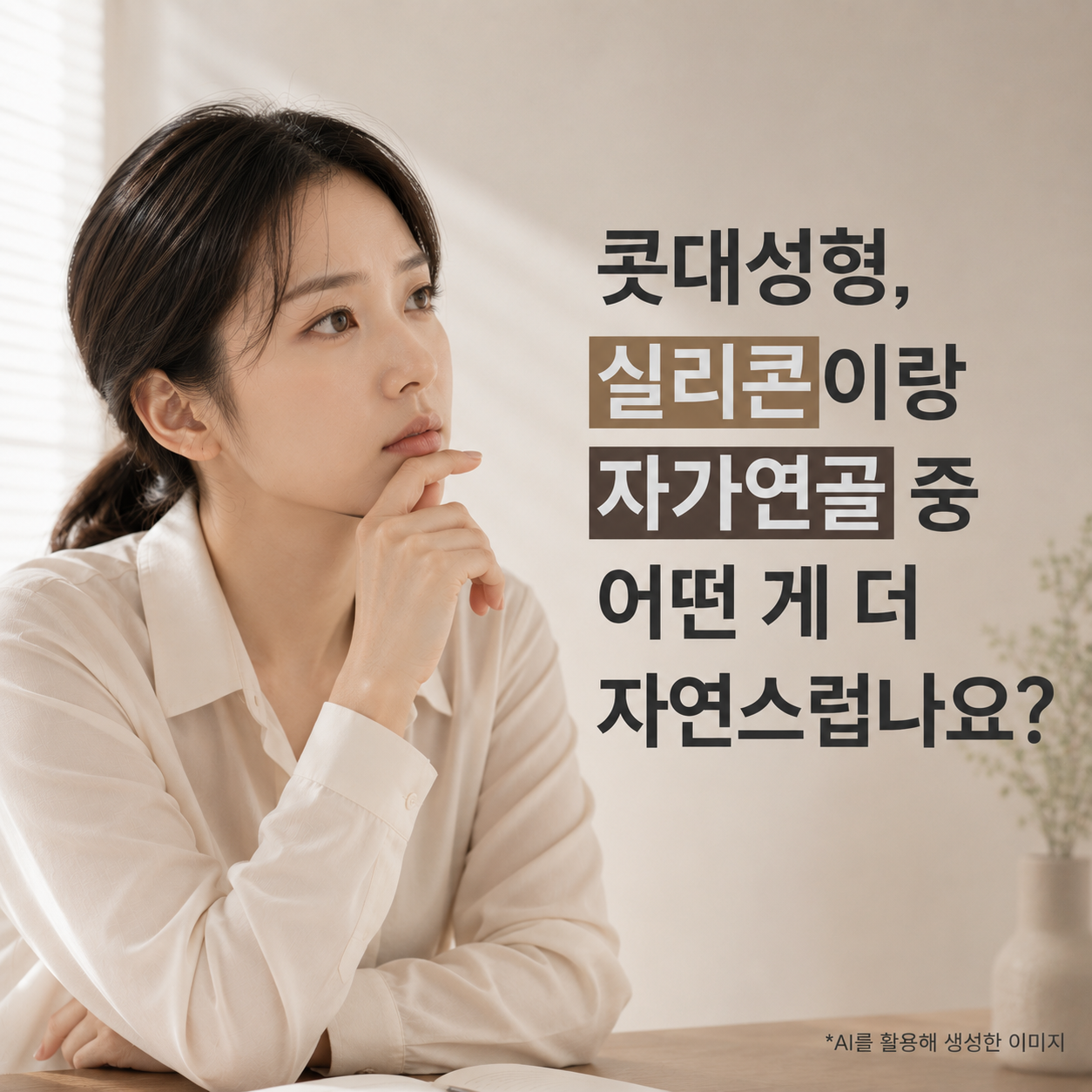 콧대성형, 실리콘이랑 자가연골 중 어떤 게 더 자연스럽나요?