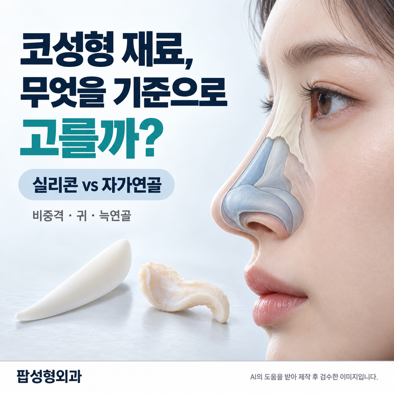 코성형 재료, 실리콘과 자가연골 중 뭐가 맞을까? 피부 두께별 선택 기준