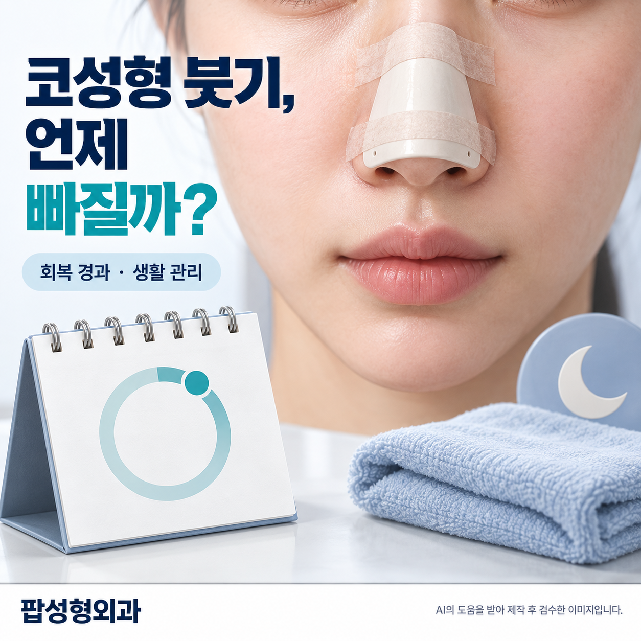 코성형 붓기, 언제 빠질까? 주차별 경과와 부목 뗀 후 주의사항