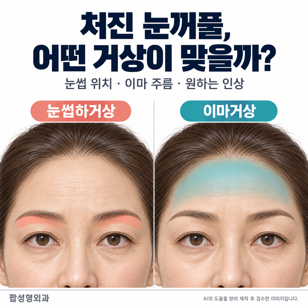 눈썹하거상 vs 이마거상, 처진 눈꺼풀엔 무엇이 맞을까?