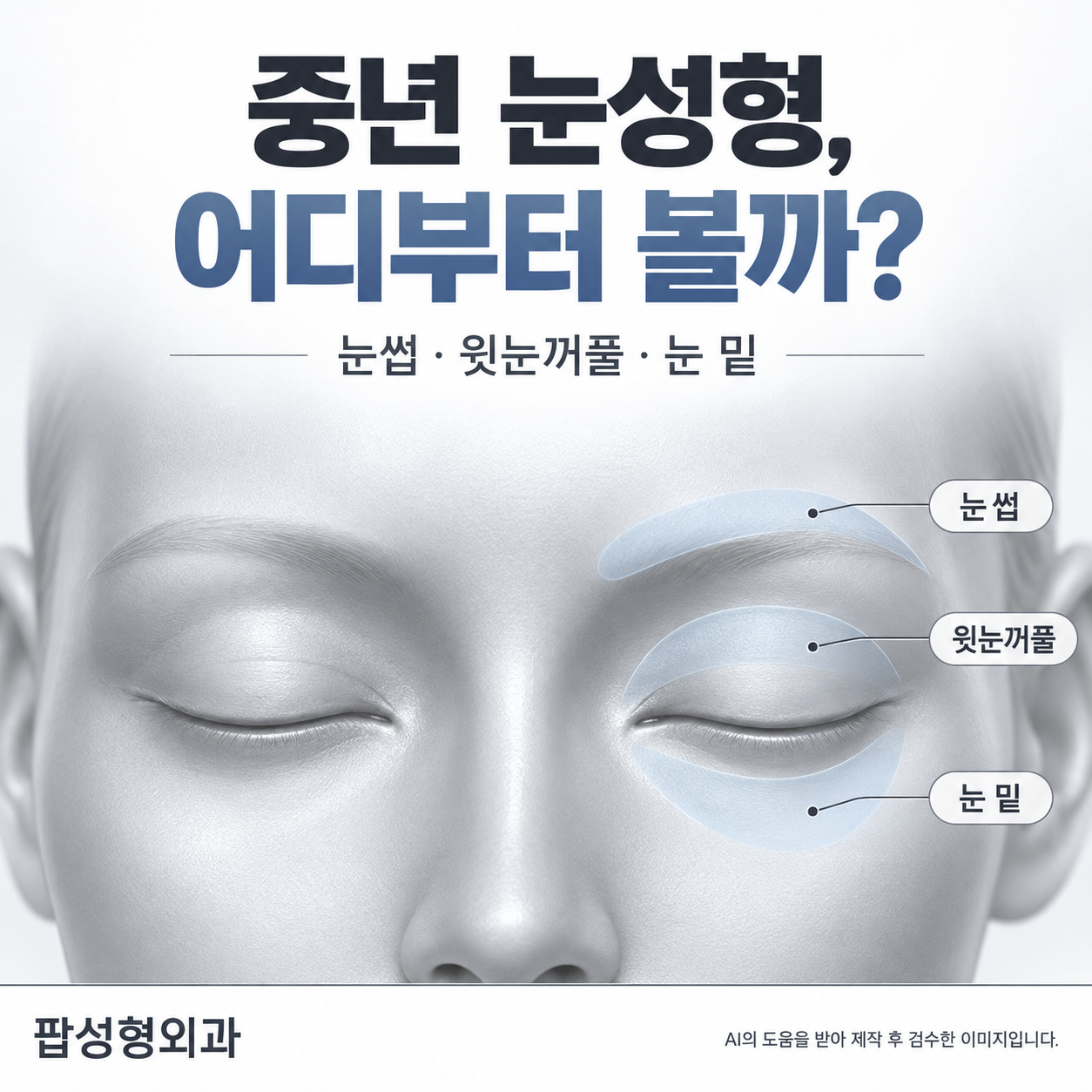 중년 눈성형, 눈꺼풀이 처졌다면 위·아래·눈썹 중 어디부터 볼까?