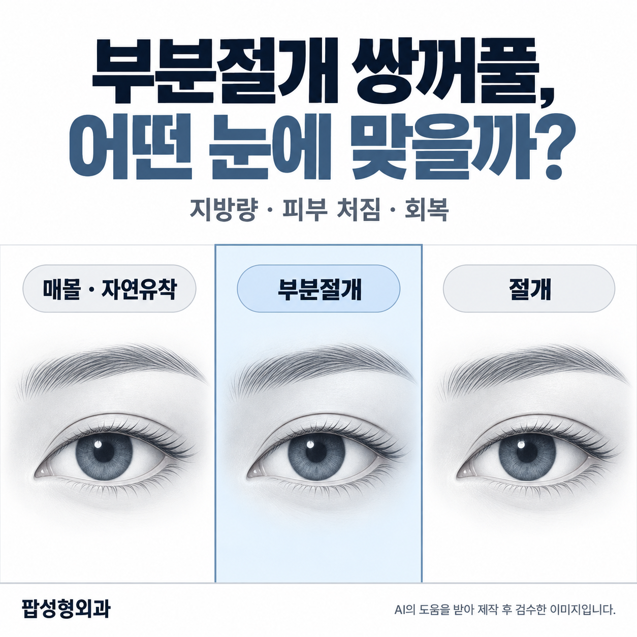 부분절개 쌍꺼풀, 매몰과 절개 사이에서 어떤 눈에 맞을까?