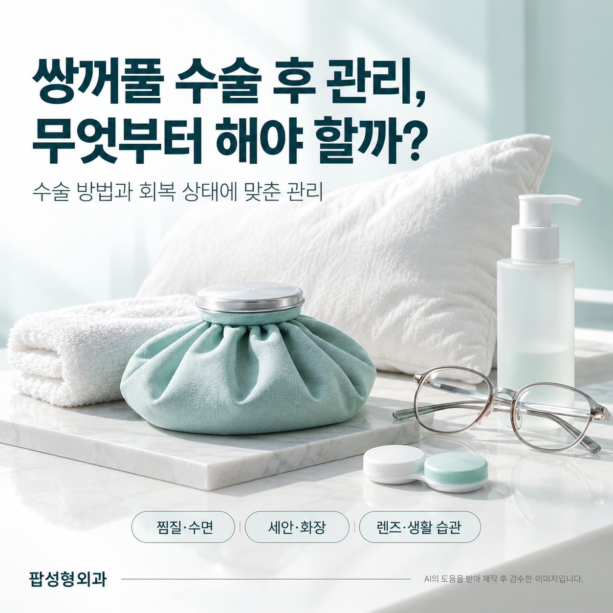 쌍꺼풀 수술 후 관리, 호박즙보다 베개 높이가 붓기를 더 빼요